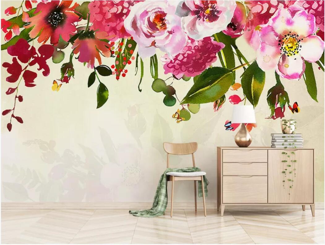 

3d room wallpaper custom photo mural Nordic garden flowers beautiful hand painted background wall wallpaper for walls 3 d, Non-woven fabric