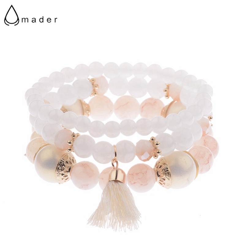 

Amader 2017 Spring Summer Fashion Women's Bracelet Set 3Pcs/Lot High Quality Charm Beads Bracelet Jewelry For Ladies HXB002, Black