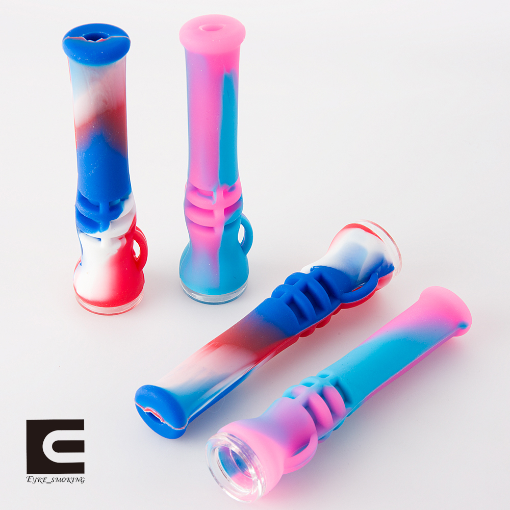 

Silicone Hand Pipe One Shot with Glass Dish Hookah Wax Food Grade Silicon Smoking Hookah Peculiar Tobacco Pipe