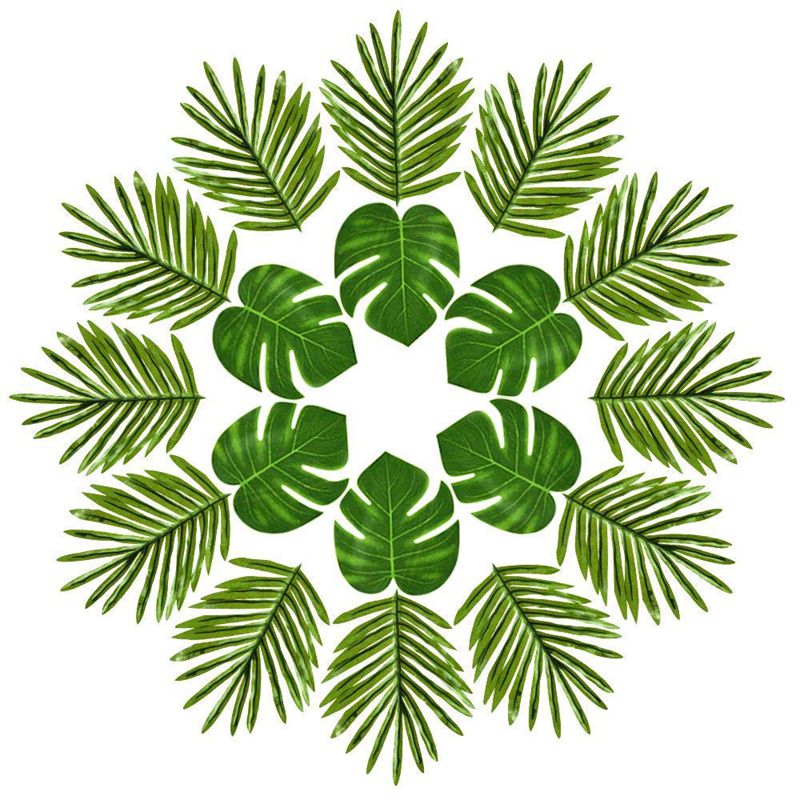 

24 Pcs Tropical Palm Leaves Luau Party Decoration Artificial Simulation Tropical Monstera Plant Leaves for Hawaiian Safari, Green