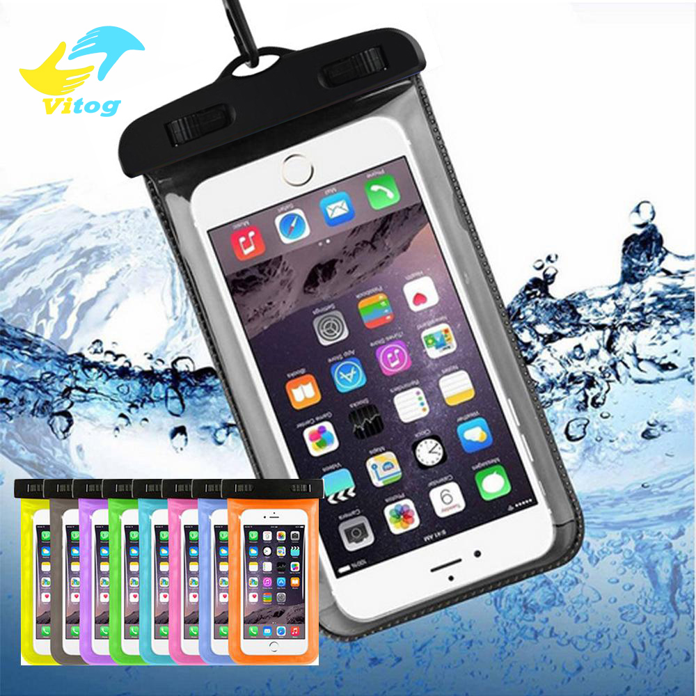 

Vitog Waterproof cases bag PVC universal Phone Pouch With Compass Bags For Diving Swimming smartphones up to 5.8 inch, Red