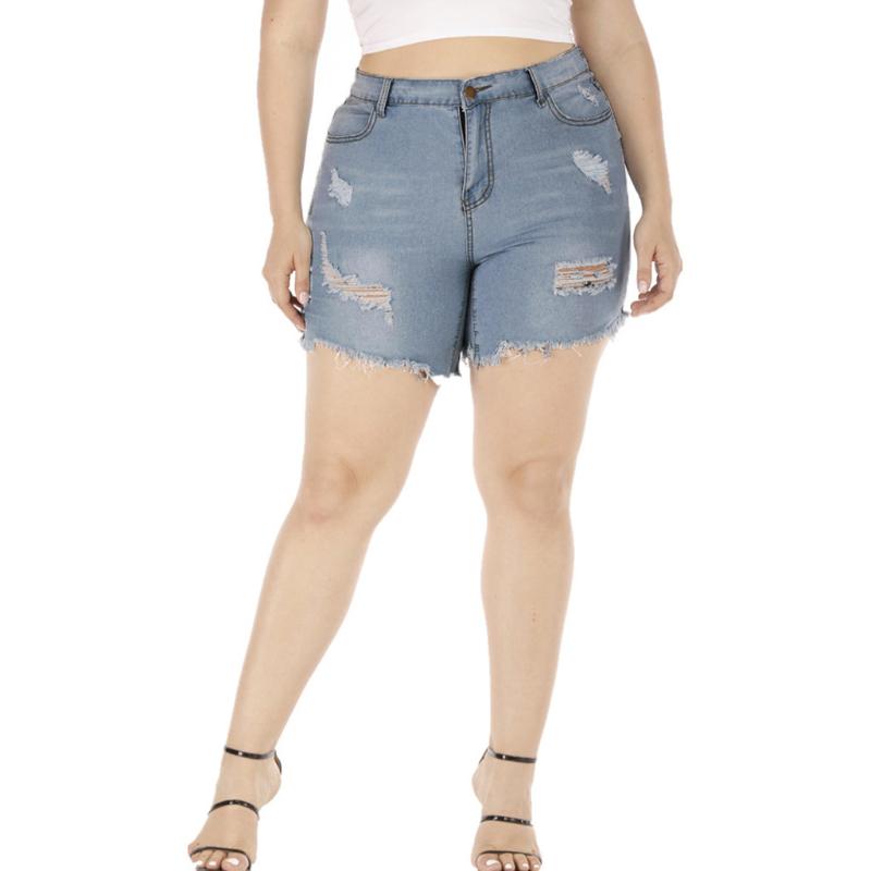 

Women Summer Jeans 2020 Fashion New Stretch Jeans Female Plus Size Short Jean Denim Lady Pockets Wash Hole Denim Shorts YL5