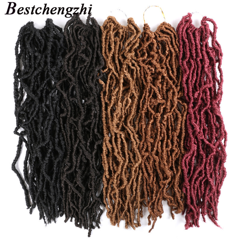 

Crochet Hair 18inch Nu Locs Synthetic Ombre Brown Black 90g/pc Braiding Hair 20 strands Faux Locs Crochet Braids, 4#