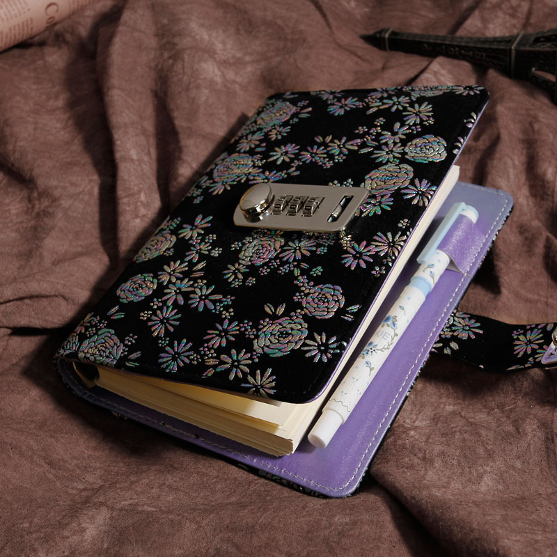 

Highend Thicken Colorful PU Cover Password Lock Notebook Protection Notebook School Office Supplies Write Stationery Wholesale