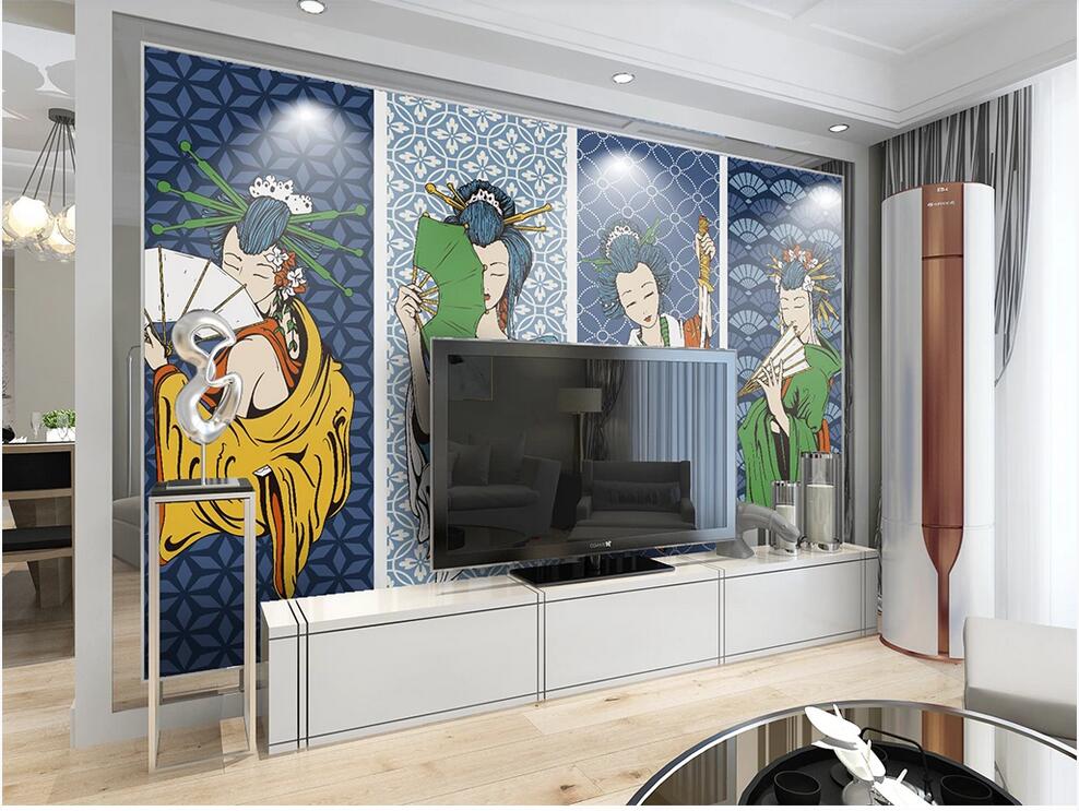 

3D wall covering custom mural wallpaper Beauty song Ji Wu Ji characters Japan and South Korea living room decoration home decor wall papers, Black