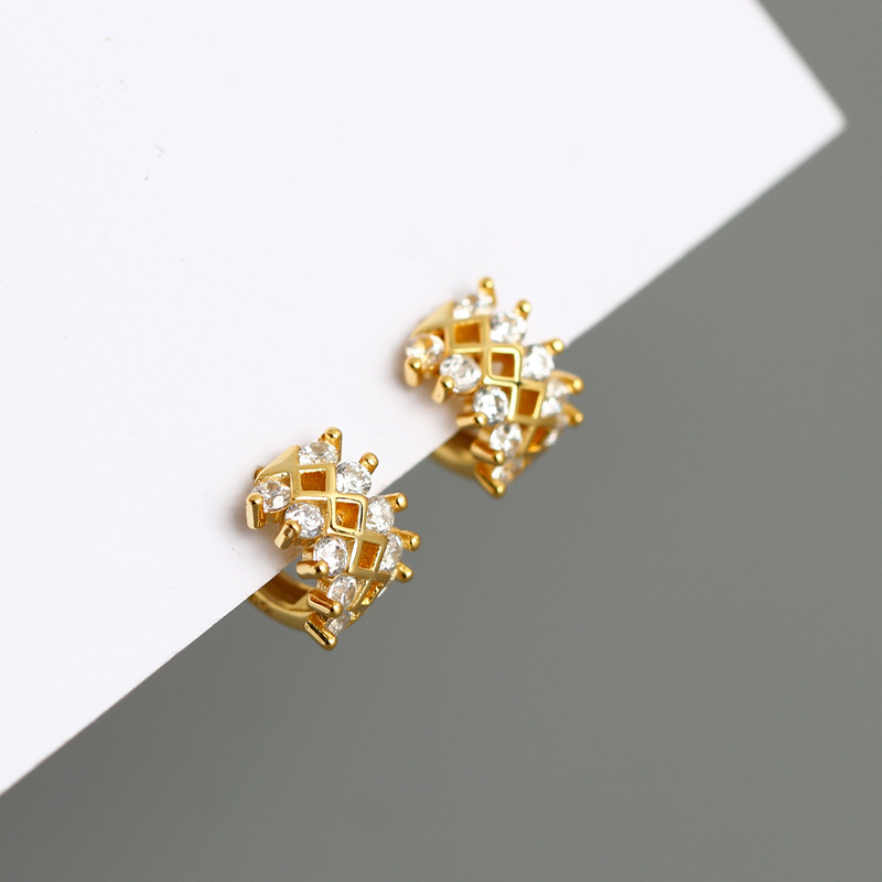 

Hoop & Huggie 925 Sterling Silver Earring Fashion Wave Pattern Zircon Ear Buckle Bone Get Together Patty Simple Women Girl Jewe