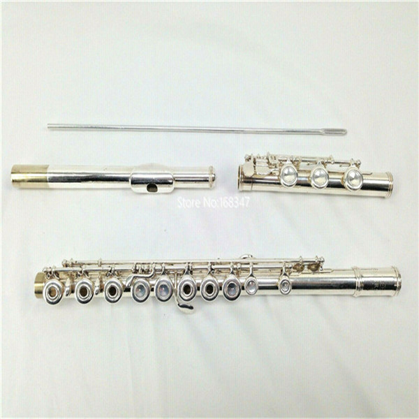 High Quality 17 Open Hole Flute C Tune silver Plated Professional musical instrument includes case and cleaning rod Free Shipping-image-543380219