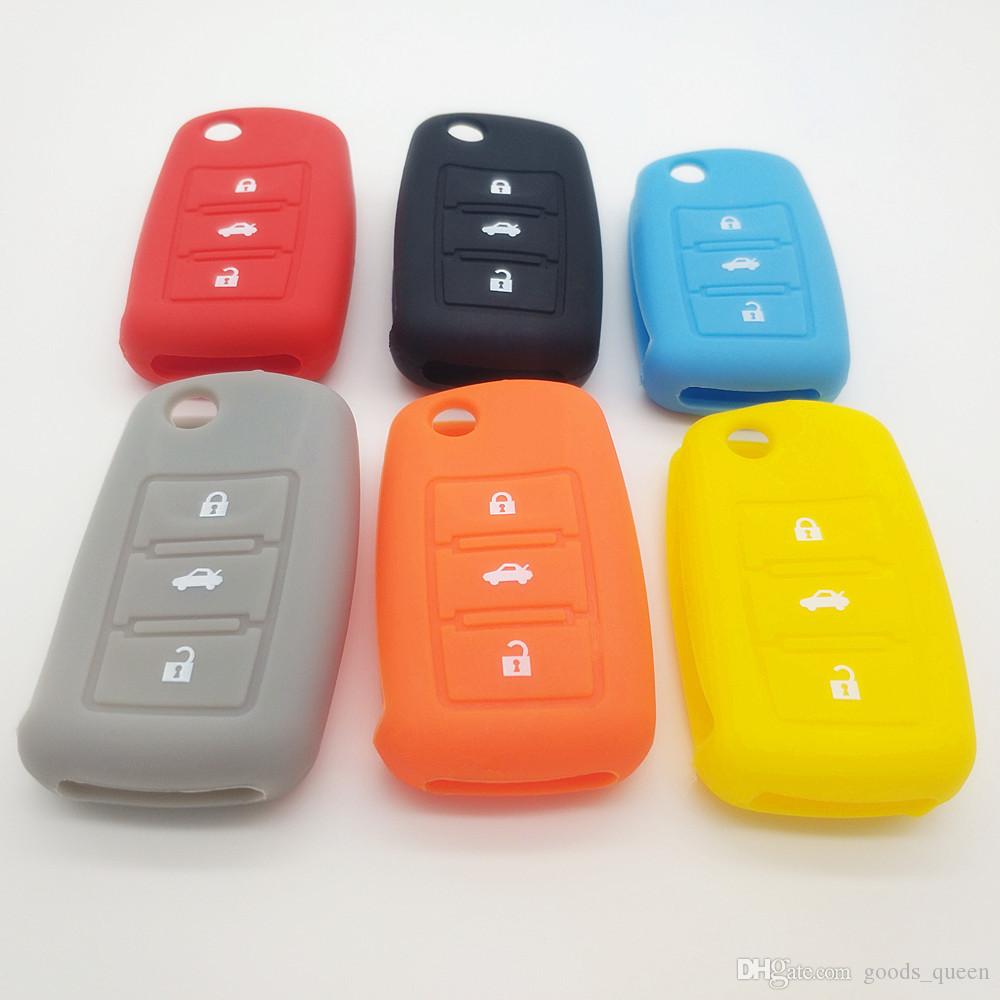 3 Buttons Portable Colorful Silicone For VW Car Key Cover Controller Case