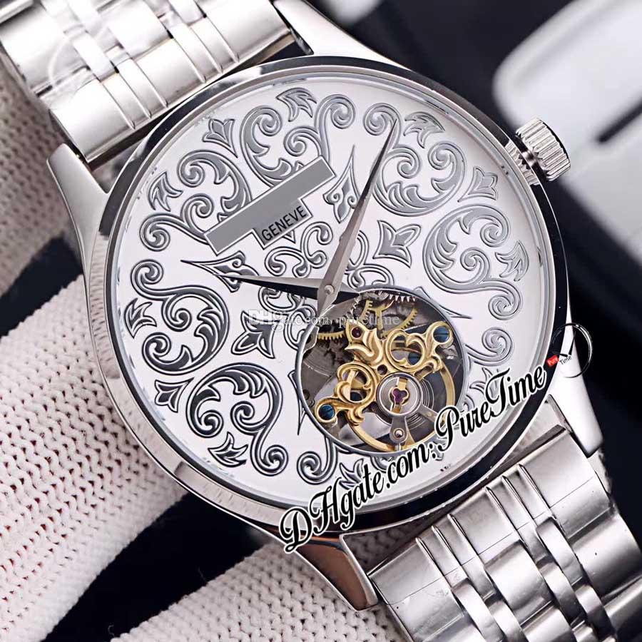 

Calatrava 5088 Volutes And Arabesques Hand-Engraved White Enamel Dial Automatic Tourbillon Mens Watch Stainless Steel Bracelet Puretime c3, Customized waterproof service