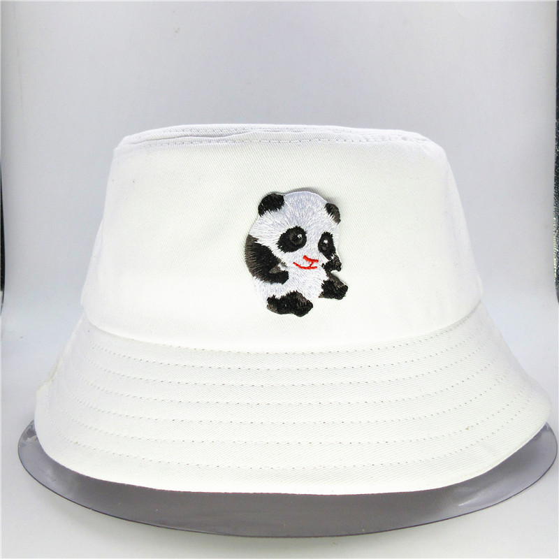 

The new style Panda Animal embroidery Bucket Hat Fisherman Hat outdoor travel Sun Cap Hats for child men and Women 174, White