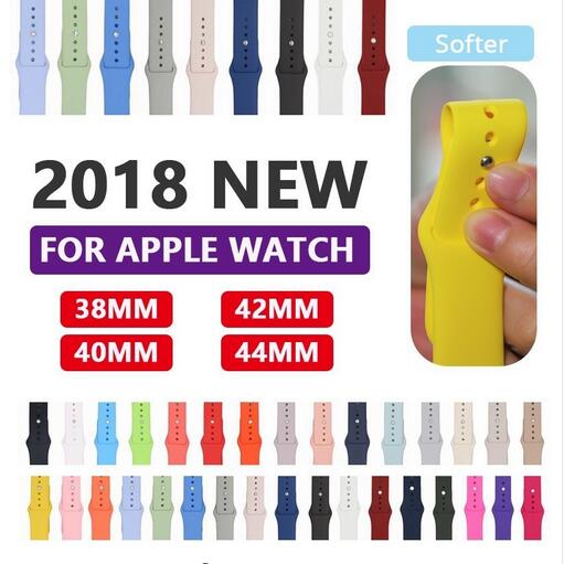 

New 33 Colors Silicone Sport Bands Replacement For Apple Watch Band Wrist Strap With Adapters Accessories 38mm 40mm 42mm 44mm Watchstrap