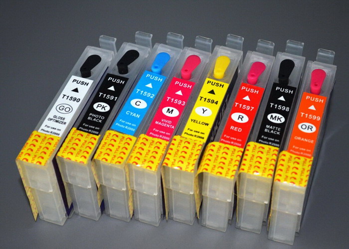 

8pcs/set, T1590-T1599 Refillable Ink Cartridge compatible for Epson Stylus Photo R2000 R2000S Printer T1591-9
