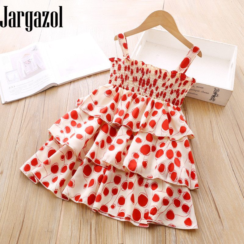 

Jargazol Little Girls Clothing Vestidos Summer Fashion Dots Slip Dress Cute Korean Layed Princess Costume Pretty Kids Clothes, Q31182