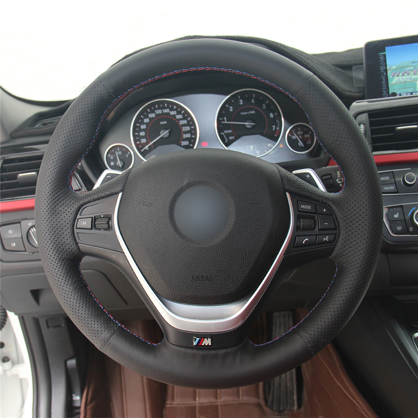 High quality Black Artificial Leather anti-slip customized car steering wheel cover For BMW F20 2012-2018 F45 2014-2018 F30-image-535621803