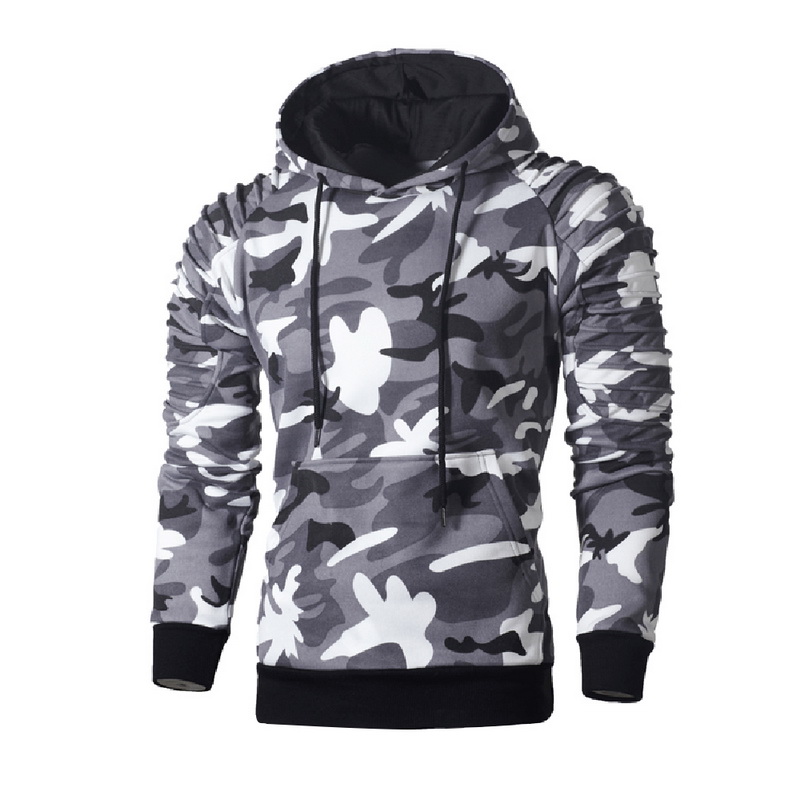 

Men's Hoodies & Sweatshirts Camo Print Men Autumn Pleated Sweatershirt Casual Fashion Hip Streetwear Oversized Clothes Long Sleeve