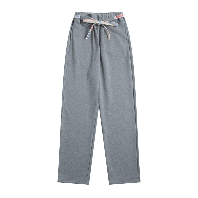 

Women Straight Pants Spring Autumn New Design Casual Cotton Trousers With Letter Printed Grey Pants Full Length, Gray
