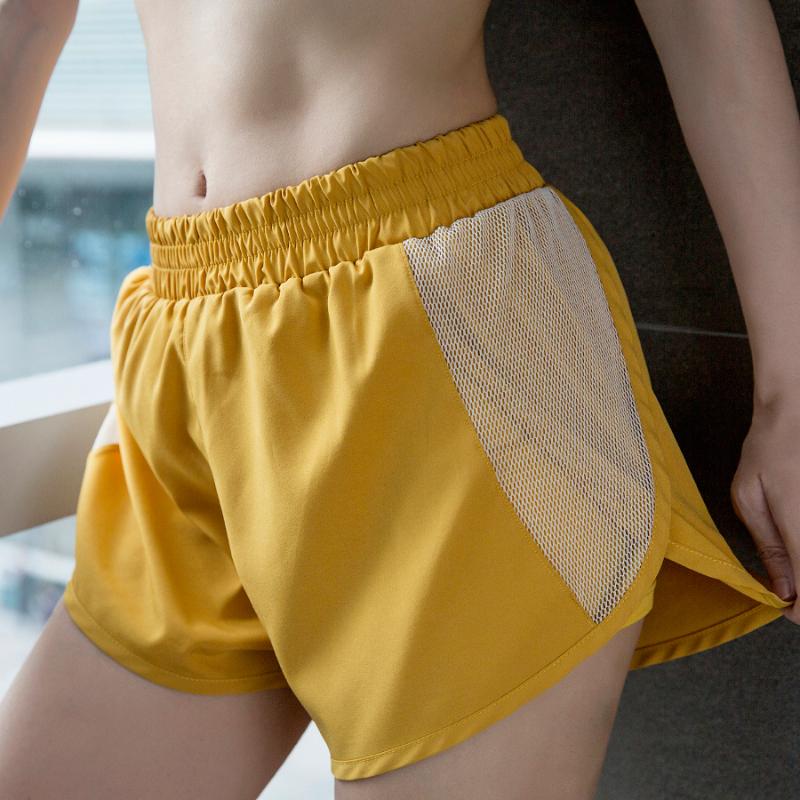 

BINAND Mesh Running Shorts Elastic Waist Sports Shorts Quick Dry Gym Short Yoga Fitness Short Double Layer Training, Black