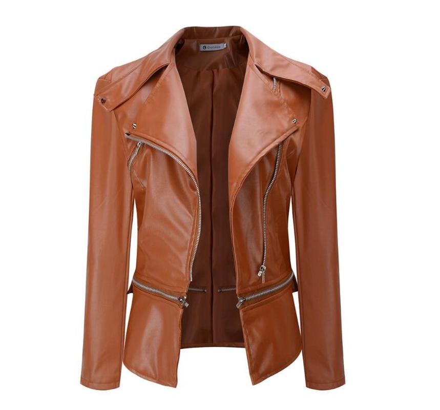 

New Women' locomotive Zip Double Wear Leather Jacket Coat, Black