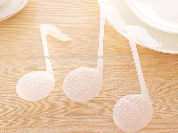 

50pcs Novelty music Note Plastic teaspoon Tea Spoon teaspoons filter tea infuser tea strain Strainer Diffuser White