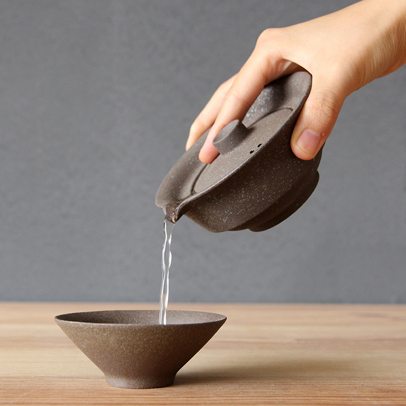 

1Set Ceramic Japanese Tea Cup Set Portable Travel Teaware Kung Fu Teapot 1 Pot 2 Cups Home Office Vintage Drinkware Gaiwan