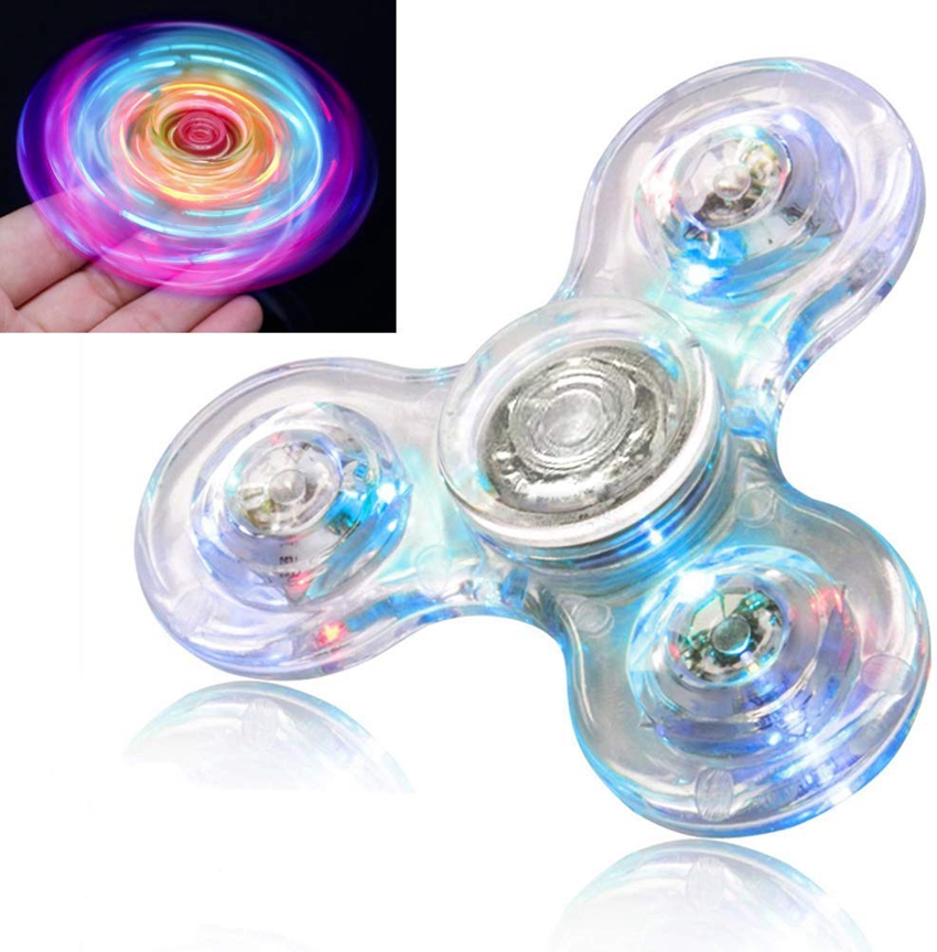 

LED Fidget Spinner Clear Fidget Toy Crystal Led Light Rainbow Toy Finger Hand Spinner For Kids Boys Girls