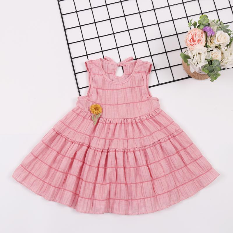 

Baby Princess Summer Dress Sleeveless Girls Cotton Ruffle Dress Lavender Flower Pleated for Toddler kids Birthday Wear, Yellow 03
