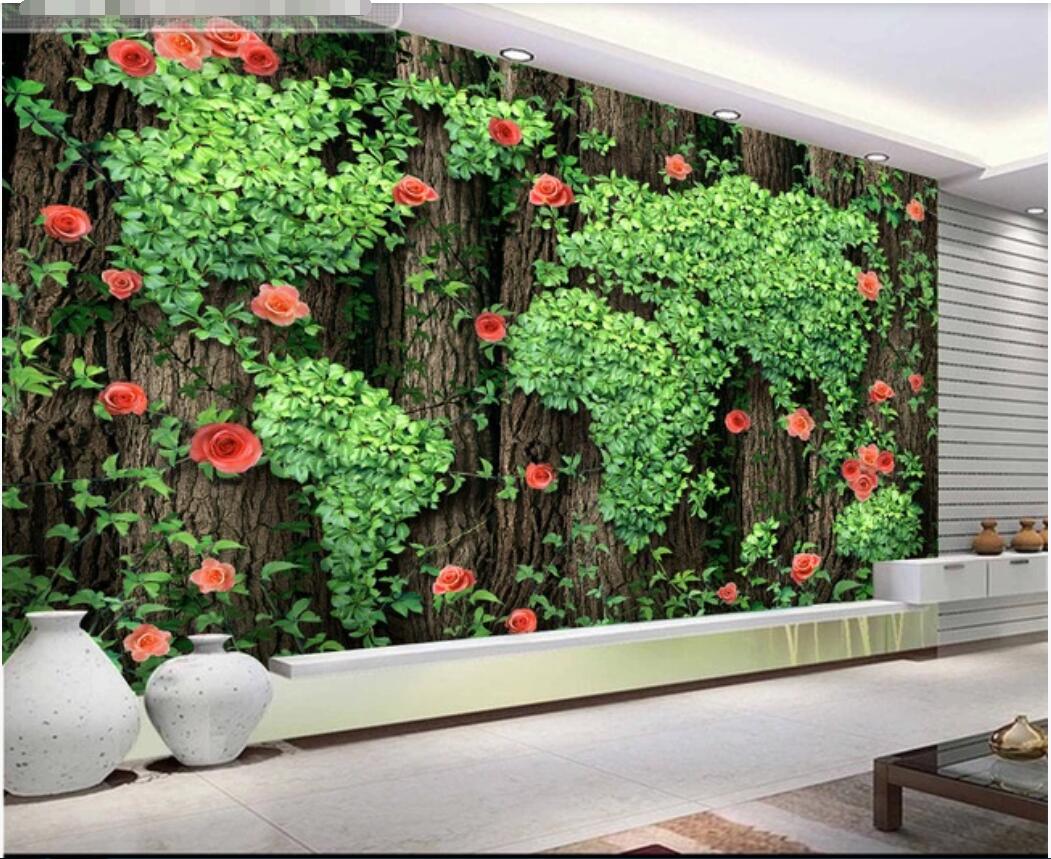 

3d wallpaper custom photo mural Tree rose rose vine green 3D TV background wall wallpaper for walls 3 d, Non-woven fabric