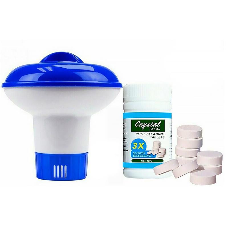 

Swimming Pool Water Cleaning Effervescent Tablets Set Pool Cleaning Tablets Dispenser Container Kit