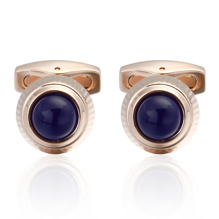 

Luxury Cufflinks 1 Pair Blue gem cufflink stainless steel Cuff Sleeve Men's Cufflinks good quality French cuff link