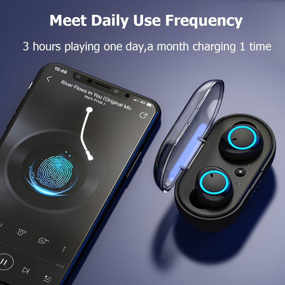 

D10/DT2 TWS Bluetooth Earphones Fingerprint Touch Wireless Earbuds HD Stereo Wireless Headphones Noise Cancelling Gaming Headset New, Black