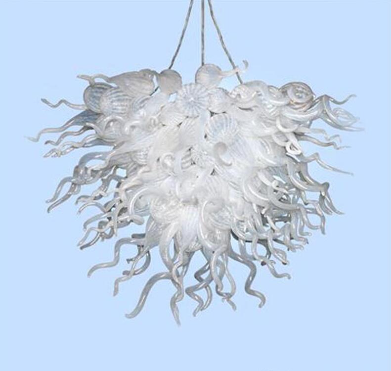 

Lamps Modern Art Decor Handmade White Hanging Chain Chandeliers Hand Blown Glass Crystal Chandelier on Sale