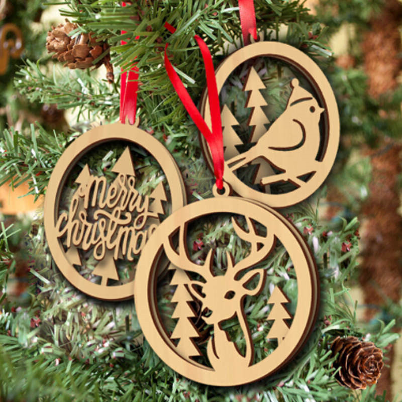 

3Pcs Set Christmas Wooden Christmas Ornament Decor Tree Hanging Pendant Ornament