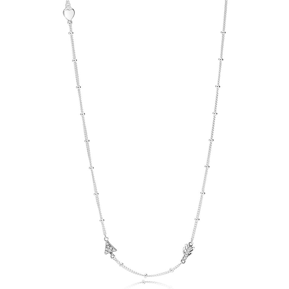 

NEW 2018 NEW 100% 925 Sterling Silver Pandora Charm Necklace Elegant Temperament Fit DIY Bead Chain Suitable Girl giftJewelry 397795CZ