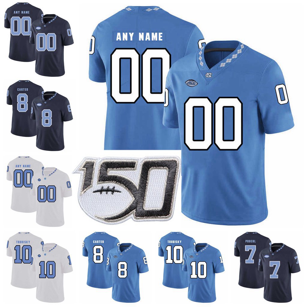 

North Carolina Tar Heels College Football Jerseys Jeff Saturday Jersey Lawrence Taylor Anthony Ratliff-Williams Malik Carney Custom Stitched, Womens navy with 150th patch