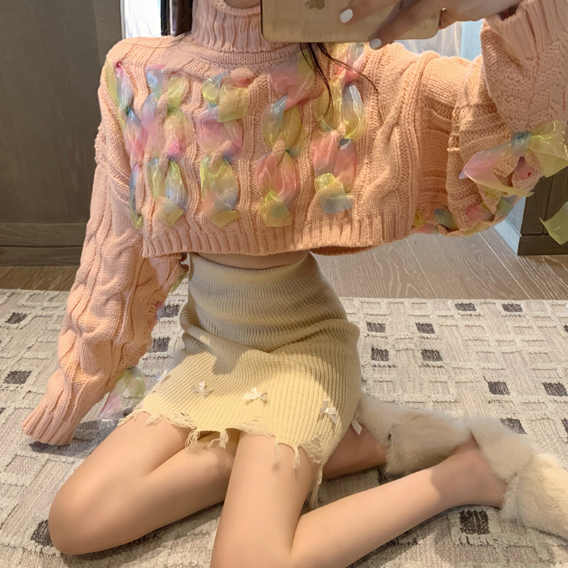 

new autumn winter clothes women sweater loose turtleneck crop top pullovers fashion brand long sleeve knitted ladies tops