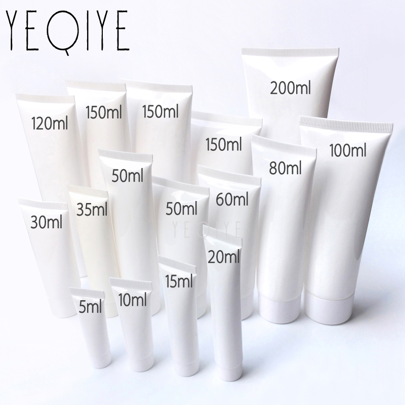 

3/5/10/15/20/30/40/50/60/80/100/120/150/200/300ml White Plastic Soft Tube Refillable Cosmetics Cream Lotion Squeeze Empty Bottle