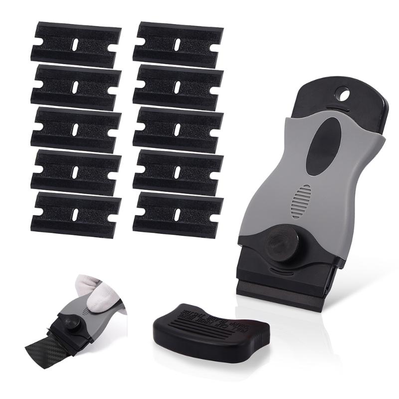 

FOSHIO Glass Window Clean Shovel Razor Scraper+10pcs Blade Car Tinting Tools Film Glue Car Sticker Remover Vinyl Wrap Squeegee