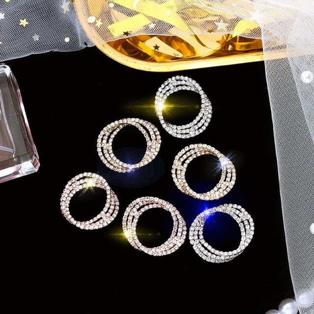 Boucles d'oreilles en lustre géométriques de mode euro-américaines Cercle géométrique avec strinest en strass oreille goutte drop S925 Épingles d