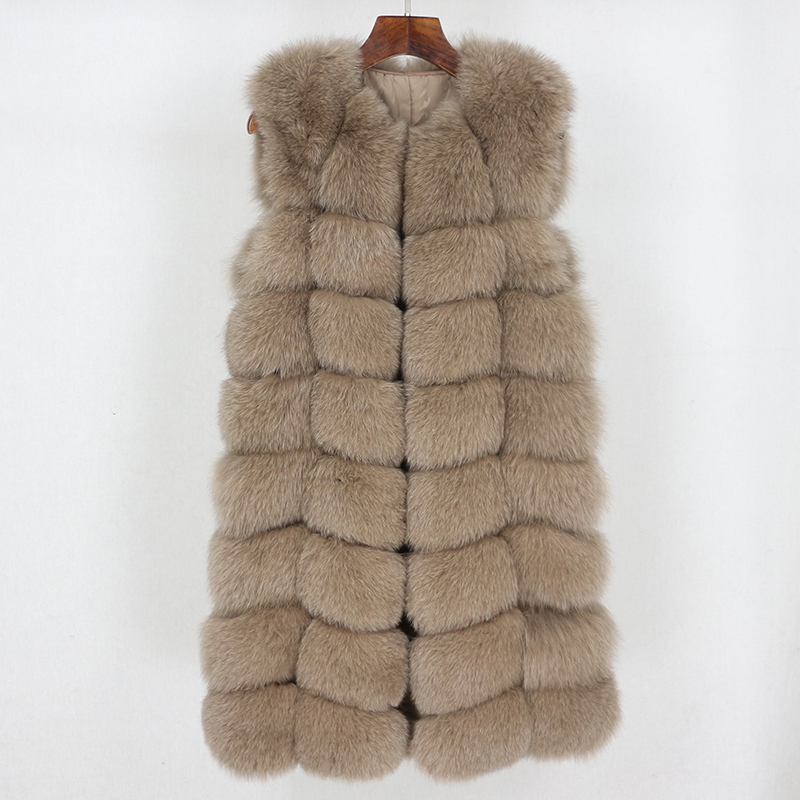 

Luxury High Quality 2020 Winter Jacket Women Real Fur Long Vest Coat Natural Big Fluffy Fur Outerwear Streetwear Thick Warm, Beige big fur
