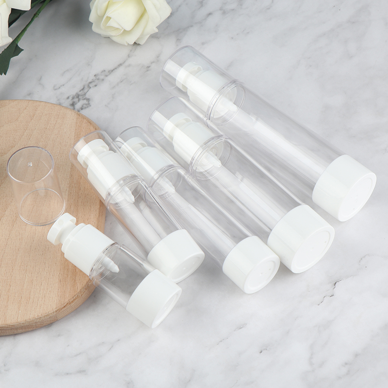 

1pcs Plastic Travel Bottle Refillable Bottle Transparent Airless Pump Perfume Vacuum Spray 15ml/30ml/50ml/80ml/100ml