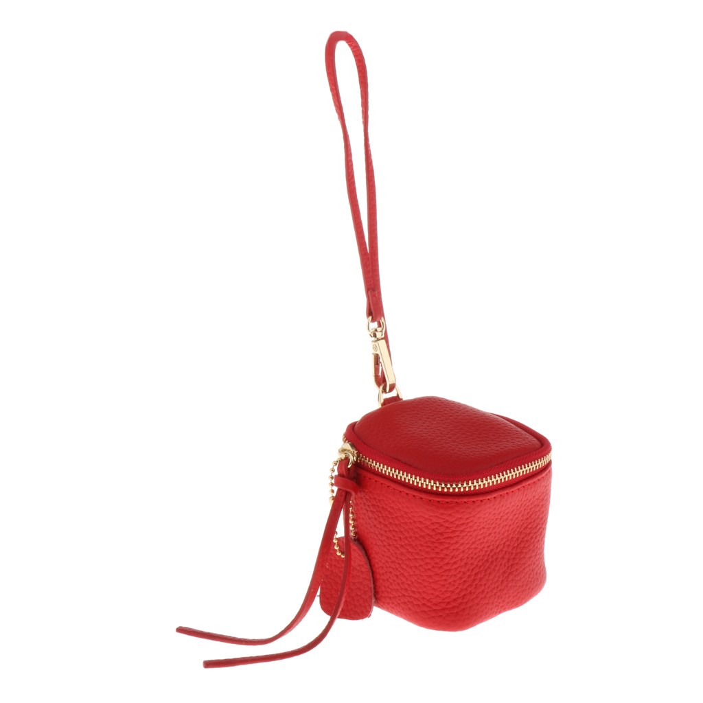 

Change Purse Leather Cube Design With Tassels Zip Closure For Women