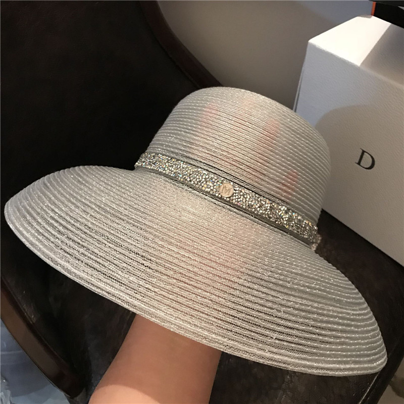 

Fashion Anti-UV Stripe Holiday Beach Hats High Quality Womens Wide Brim Hats Sun Hat Tide Black Fisherman Hats INS