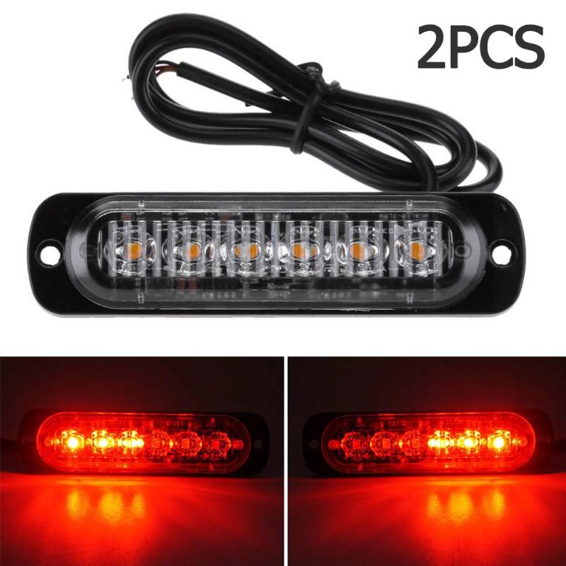 

VODOOL 2Pcs Car Strobe Light Flash Emergency Warning Lamp 12-24V 18W Flashing LED Light Slim Bar Motorcycle Truck Lights, As pic