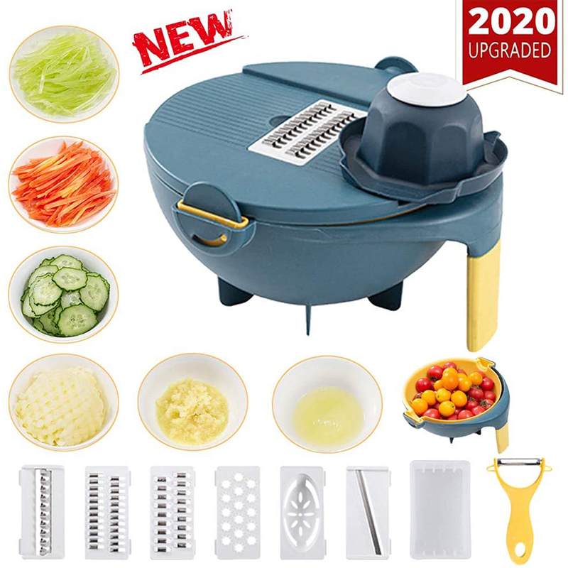 

Multifunctional Rotate Vegetable Cutter with Drain Basket Kitchen Vegetable Cutter Fruit Shredder Grater Slicer Drop Shipping