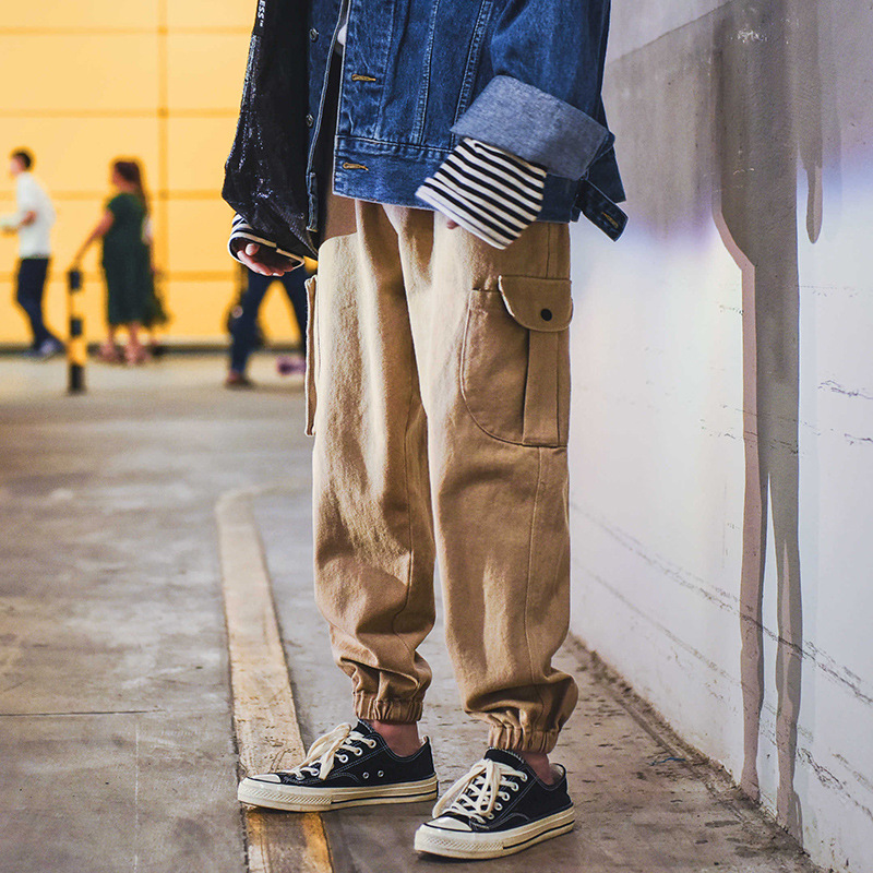 

Men High Street Fashion Casual Cargo Pant Male Japan Style Loose Harem Trousers Streetwear Hip Hop Joggers Sweatpants, Black