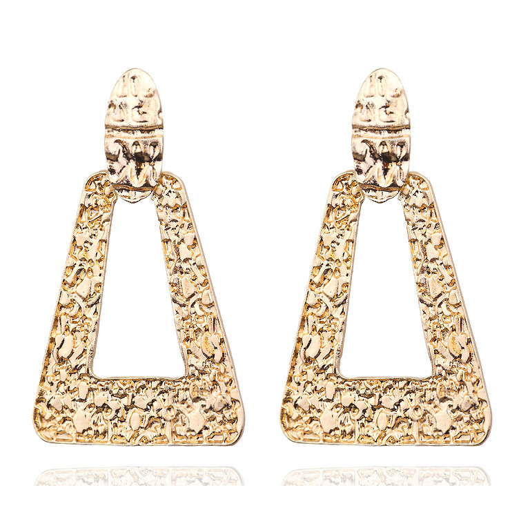 

European and American new earrings exaggerated style alloy earrings geometric texture personality retro earrings jewelry women, Golden;silver