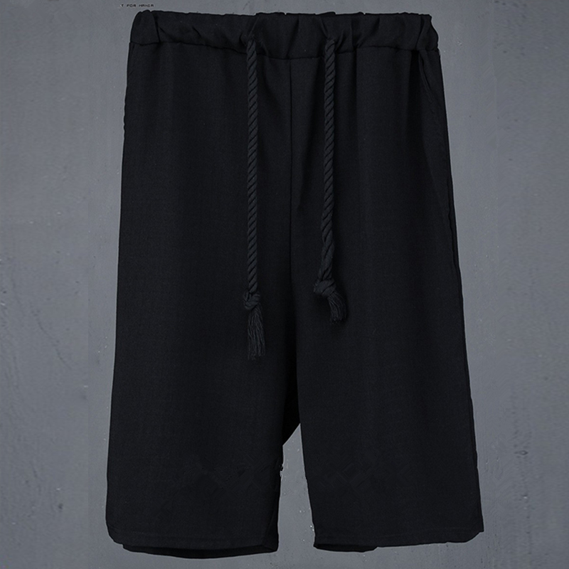 

Men summer personality black drop crotch harem shorts bermuda mens nightclub punk hip hop short pants singer boardshort