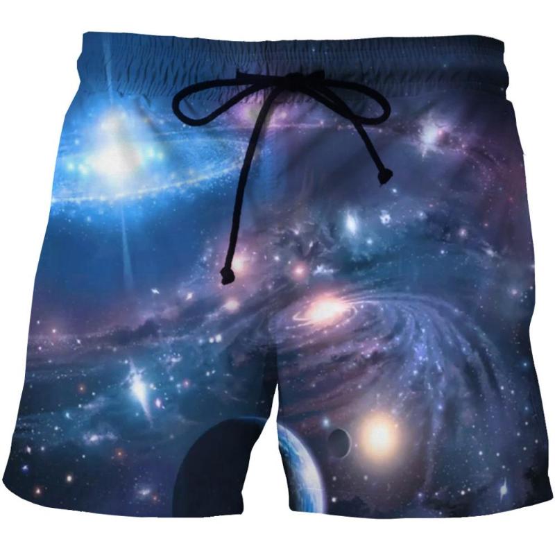 

Summer Man' Beach Shorts Thin Loose Water Sports Short Pant Galaxy 3D Print Runing Gym Shorts PLus Size Male Surfing Boardshort