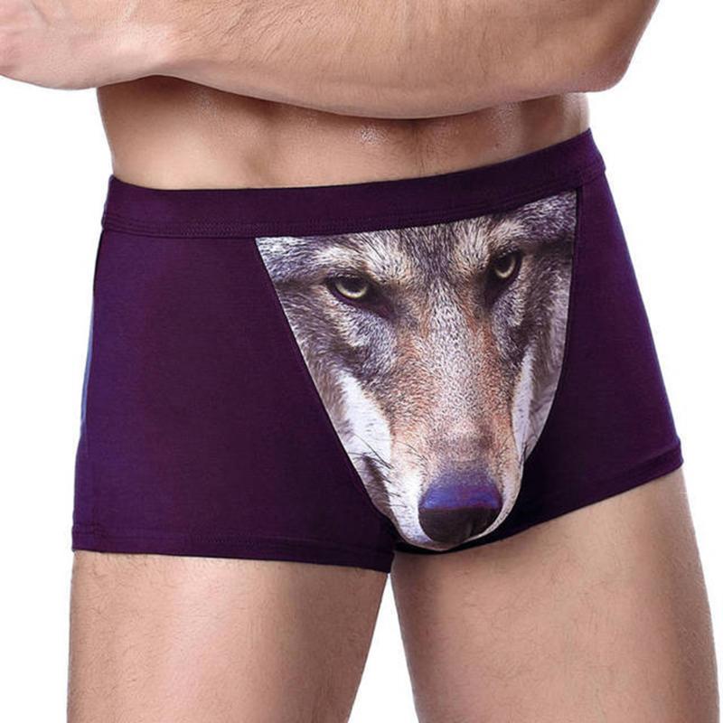 

Men's Sexy Fancy Shorts 3D Wolf Printed Boxer Briefs Panties Knickers Underwear Men's Underwear Wolf Print, Black