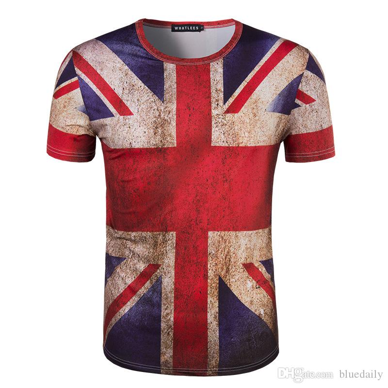 

Fashion Men's Clothing Retro British flag m word print short sleeved t shirt men RED SPY t-shirt Tops Tees